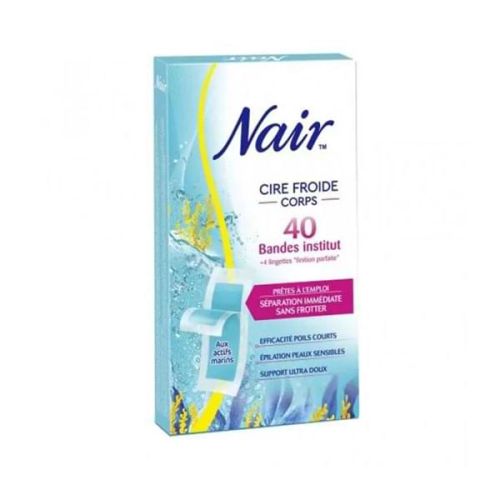 Bande De Cire Nair Cire Froide Corps Aux Actifs Marins 40 Bandes + 4 Lingettes