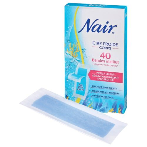 Bande De Cire Nair Cire Froide Corps Aux Actifs Marins 40 Bandes + 4 Lingettes