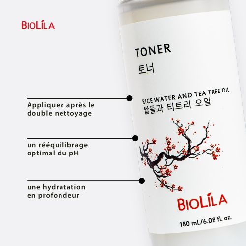 Toner Biolila Eau De Riz Et Huile D’arbre À Thé 180 ML