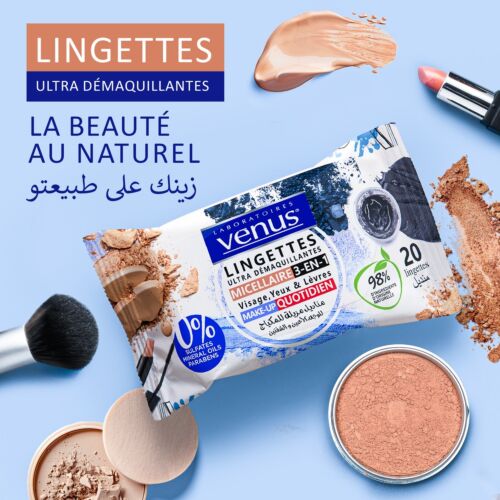 Lingettes Venus Ultra Démaquillantes – Quotidien 20 Unité