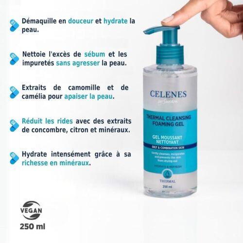 Gel Moussant Sweden Celenes Micellaire Thermale Peau Grasse Et Mixte 250 ML