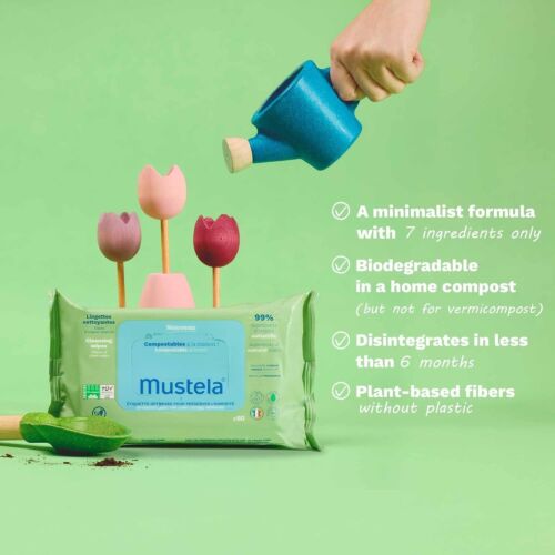 Lingettes Mustela Nettoyantes 99% Naturelle 60 Unités