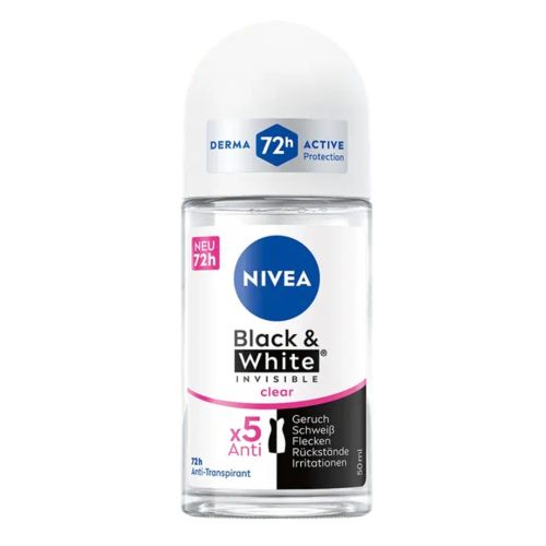 Roll-On Nivea Black & White Invisible 72H Clear 50 ML