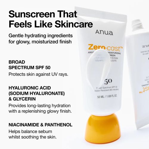 Creme Solaire Anua Zero-cast Moisturing Finish Sunscreen SPF50+ 50 ML