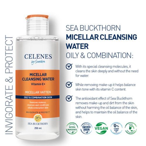 Eau Micellaire Sweden Celenes Nettoyante A La Vitamine C Peau Mixte Et Grasse 250 ML
