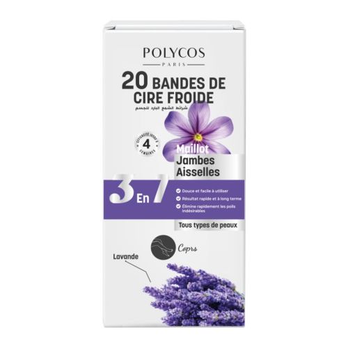 Bande De Cire Polycos Froide À La Lavande ( Corps ) 20 BANDES