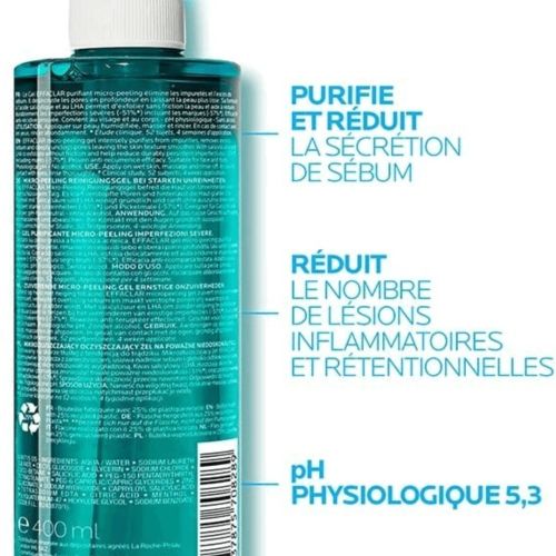 Gel Nettoyant La Roche Posay Effaclar, Gel Purifiant Micro-peeling  Visage & Corps 400 ML