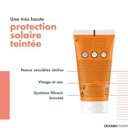Creme Solaire Avene Teintee-unifiant Spf 50+ Hydratation 8h 50 ML
