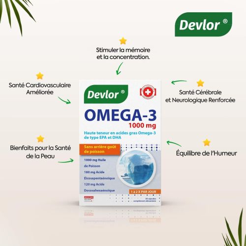 Complément Devlor Omega 3 1000mg 30 Comprimés