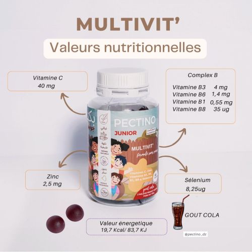 Complément Pectino Junior Gummies Multivit – Goût Cola 60 Unité