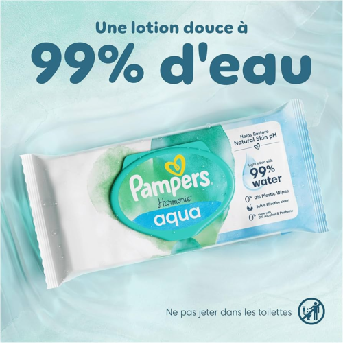 Lingette Pampers Harmonie Aqua 99% Water 48 Unités