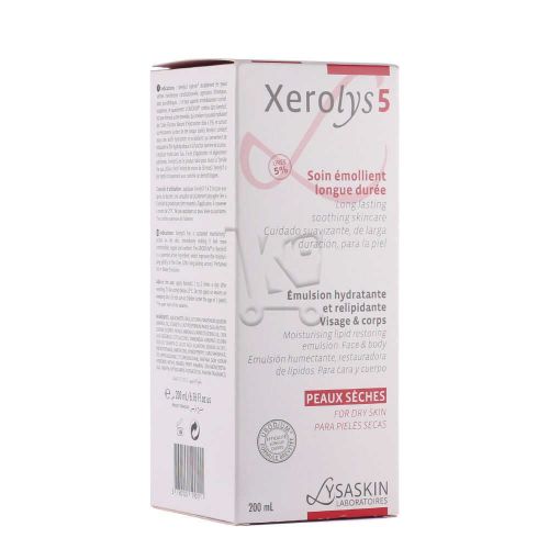 Lotion Lysaskin Xerolys 5 Soin Emolliant Longue Duréepeaux Sèches 200 ML