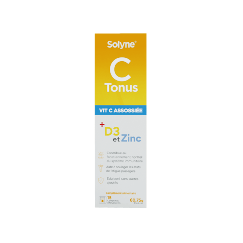 Complément Solyne Vitamine C Tonus + D3 Et Zinc 15 Comprimés