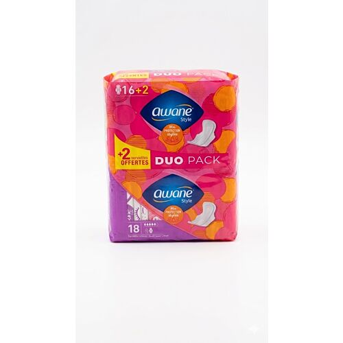 Serviettes Intimes Awane Style Longues 18 Unit&eacute;
