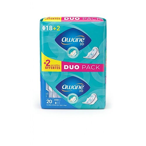 Serviettes Intimes Awane 3D Normale 20 Unité