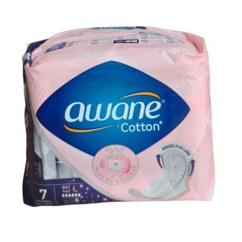 Serviettes Intimes Awane Coton Nuit 7 Unité