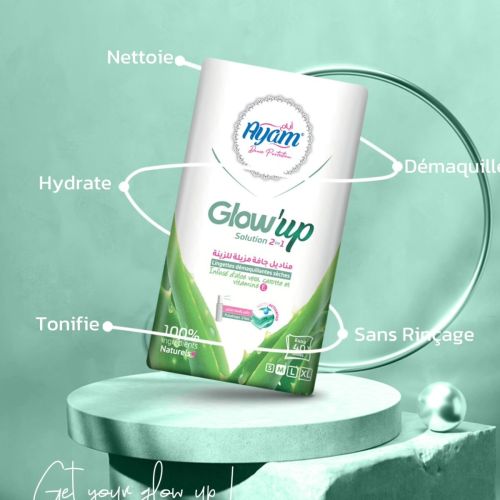 Coton Ayam Glow Up 2 in 1 Carré Démaquillantes Séches Infusé D'aloe Vera M 40 Unité