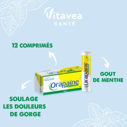 ORAPAINE B/12 COMPRIMES A CROQUER mal de gorge