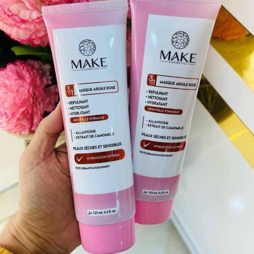 Masque Visage Make Argile Rose 3en1( Peaux Séchet Et Senssibles ) 125 ML
