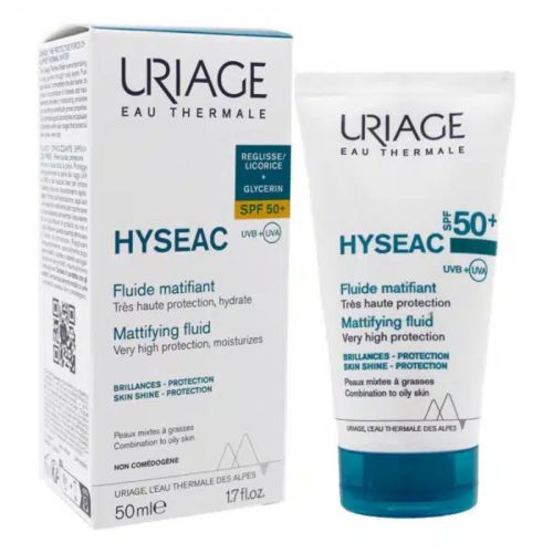 Crème Solaire Uriage Hyseac Fluide Matifiant Spf 50+ 50 ML