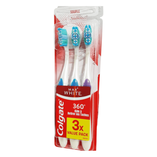 Brosse À Dent Colgate Max White 360 Souple 3 Unités