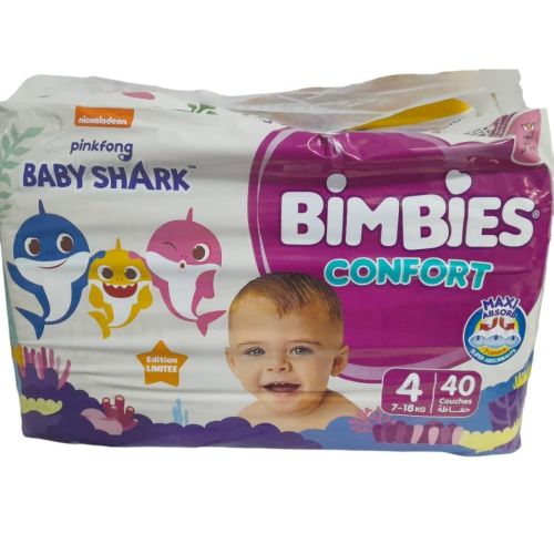 Couche Bimbies Confort Eco 4 Baby Shark 40 Unité