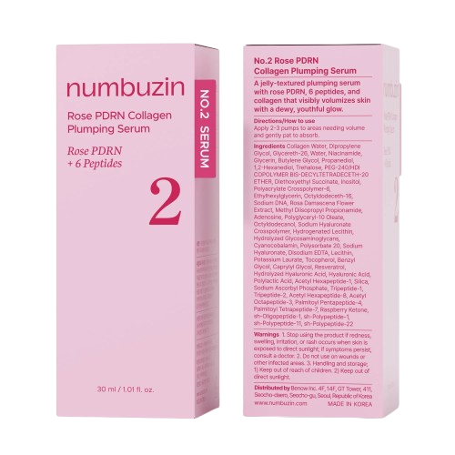 Serum Numbuzin Rose Pdrn Collagen Pluming + 6 Peptides N2 30 ML