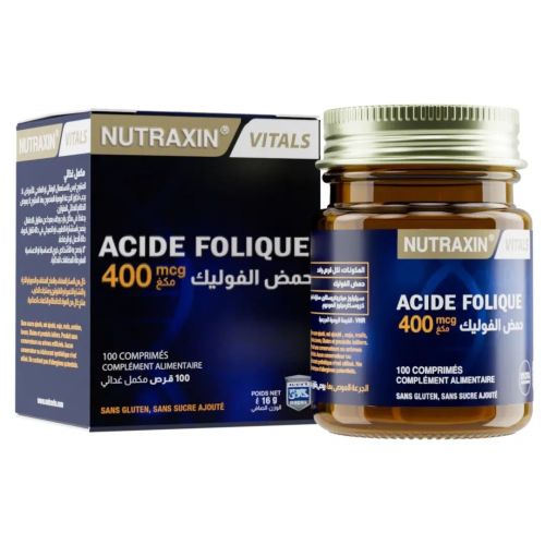 Complément Nutraxin Acide Folique 400mcg 100 Comprimés