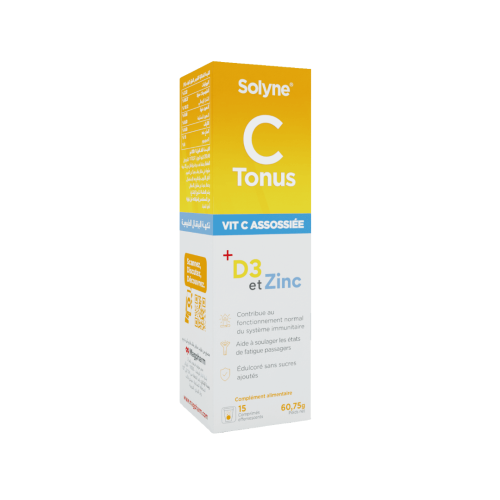 Complément Solyne Vitamine C Tonus + D3 Et Zinc 15 Comprimés