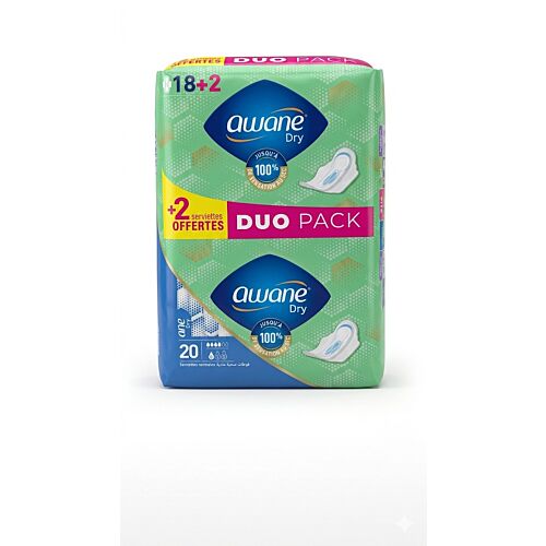 Serviettes Intimes Awane Dry Normales 20 Unit&eacute;
