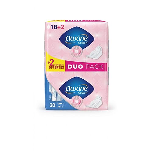 Serviettes Intimes Awane Cotton Normal 20 Unité